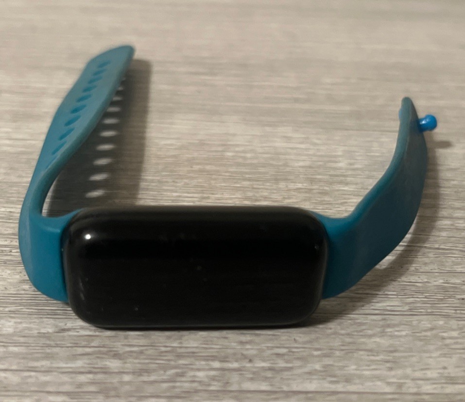 Digital Watch Rectangular Face Blue Buckle Band Modern Style UNTESTED. See Pics!