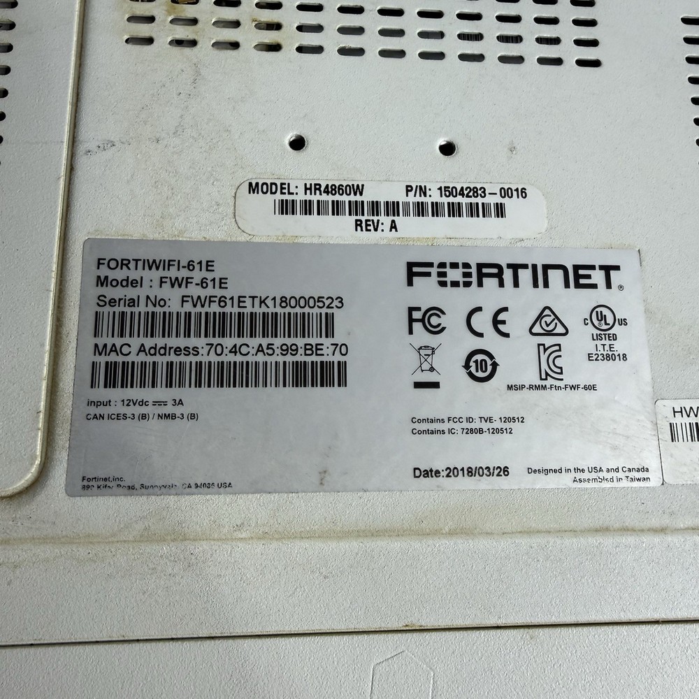 Fortinet FORTIWIFI-61E FWF-61E Network Security Firewall