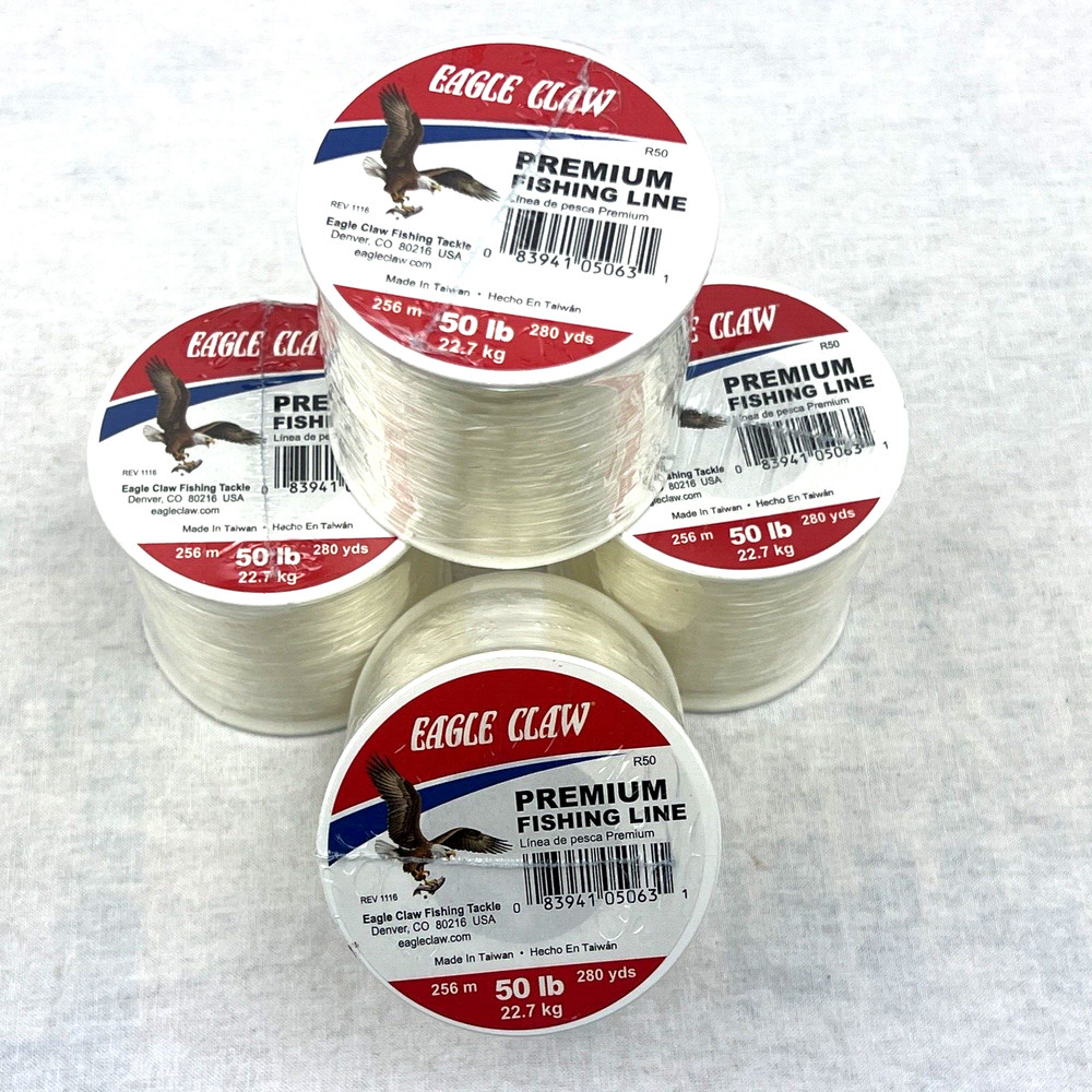 Eagle Claw Premium Line 50 Pound Test 280 yds, each spool, 4 Spools