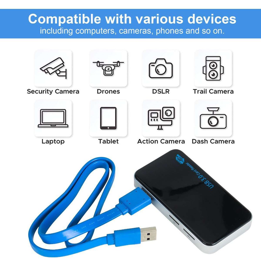 USB 3.0 Memory Card Reader Adapter 5GBPS Fit For CF/TF/SD/Micro SD/XD/M2/MS Card