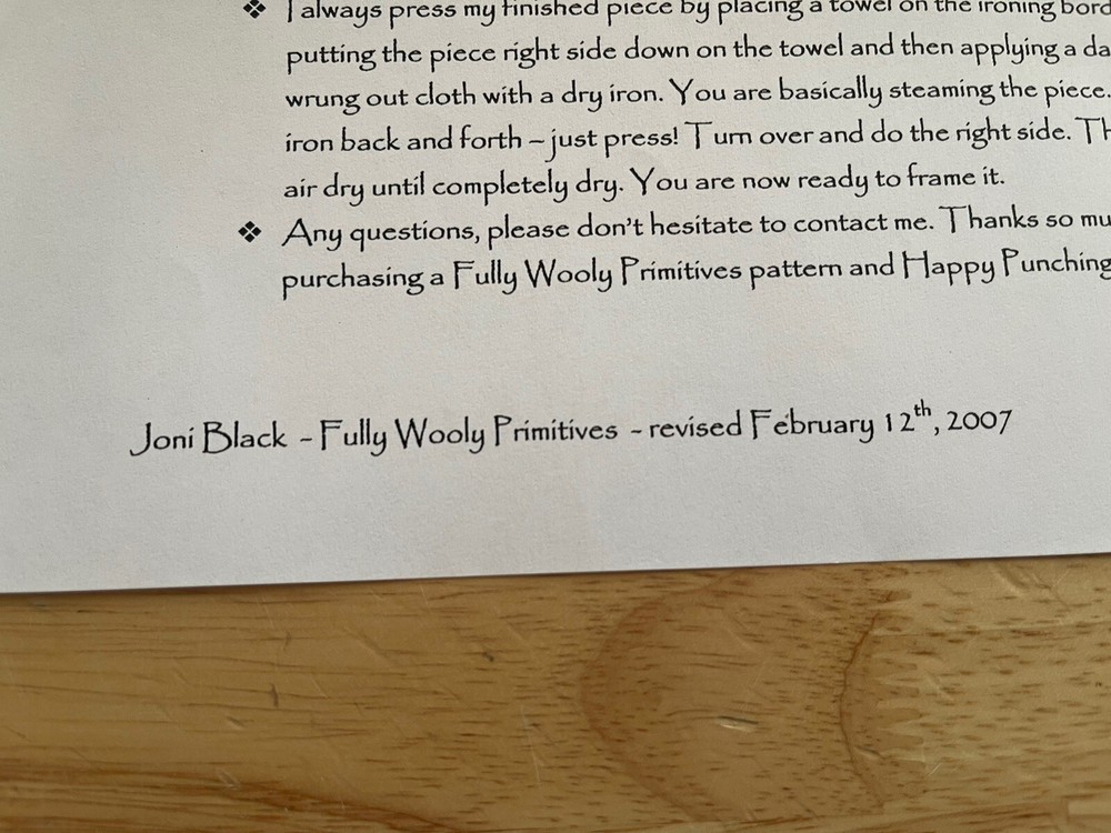 Fully Wooly Primitives Spring Happy Dance PUNCHNEEDLE Pattern #209