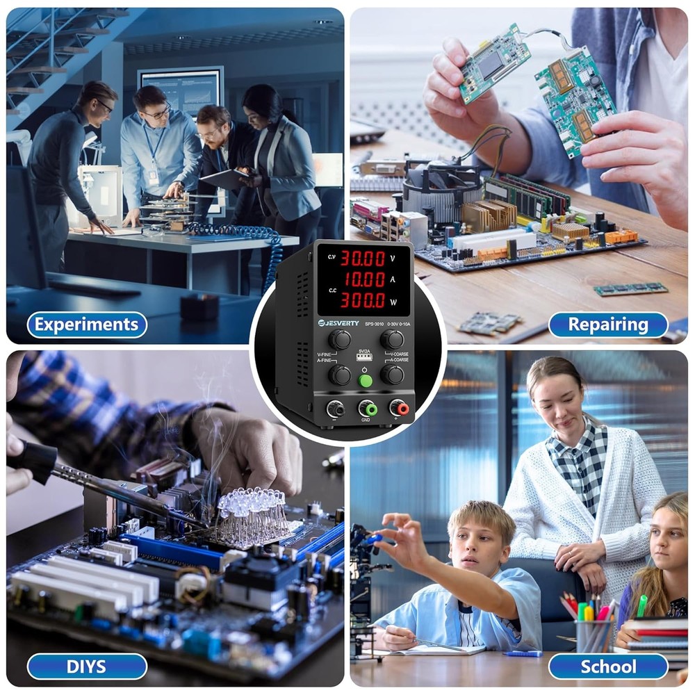DC Power Supply Variable, 0-30V 0-10A Adjustable Switching DC Regulated Bench Po