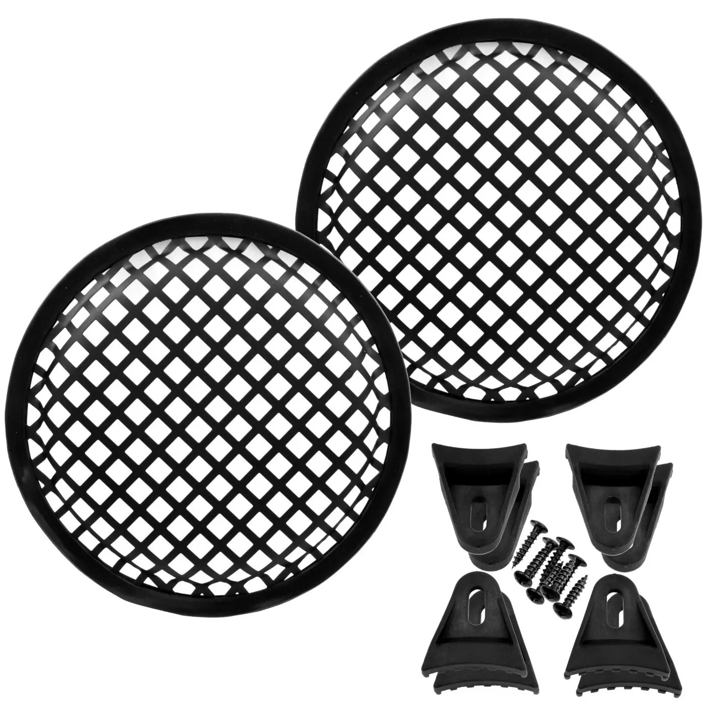 6 Inch Durable Metal Mesh Speaker Subwoofer Grill Waffle Cover w/ Clips (Pair)