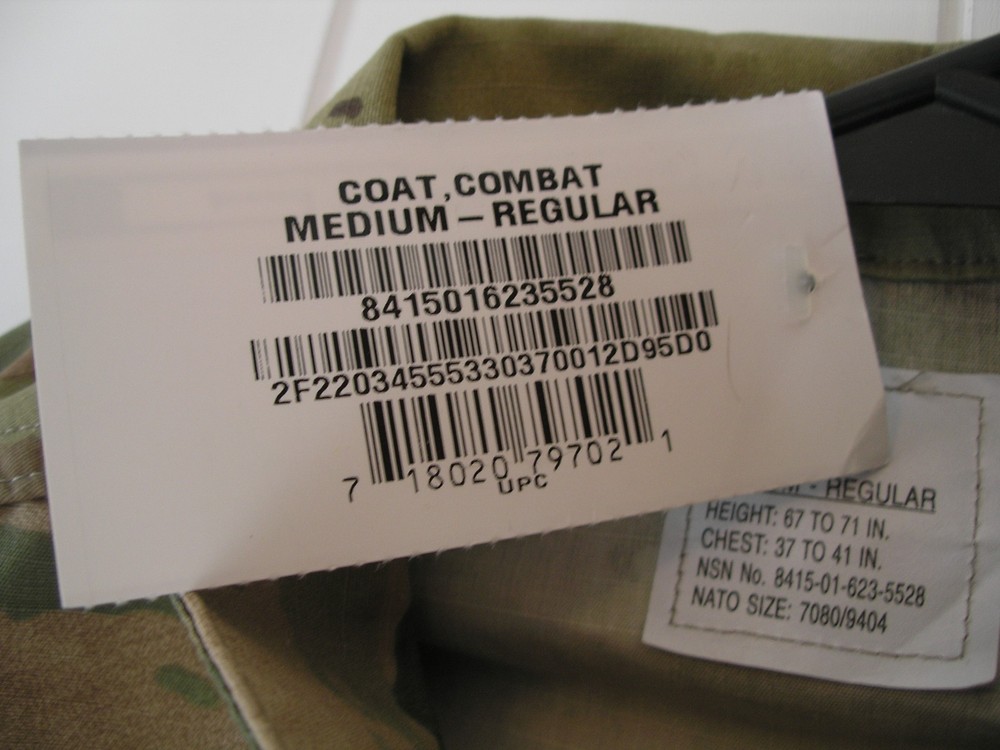 NWT USGI ARMY CAMO COMBAT Medium Regular Uniform Lightweight Coat Zipper Front