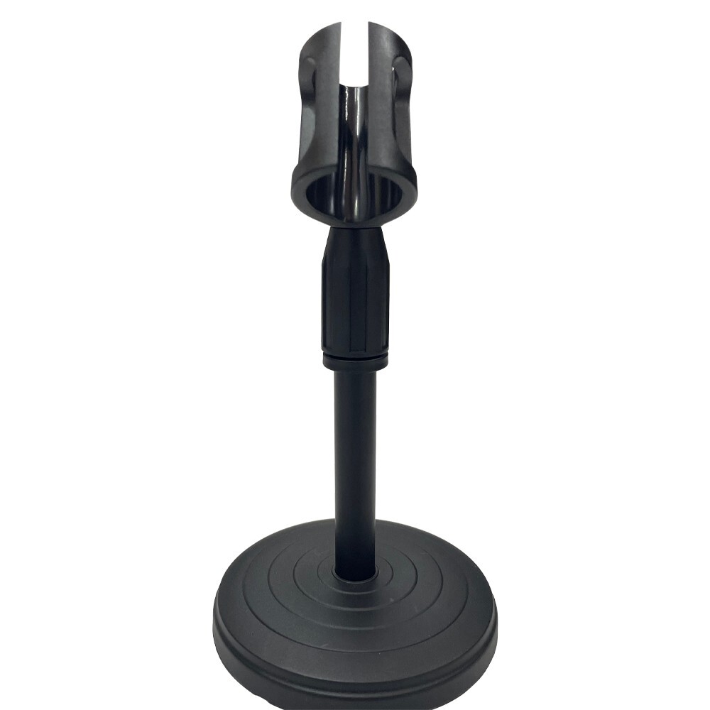 Adjustable Desktop Microphone Lifting Stand Mini Round Base with Mic Clip
