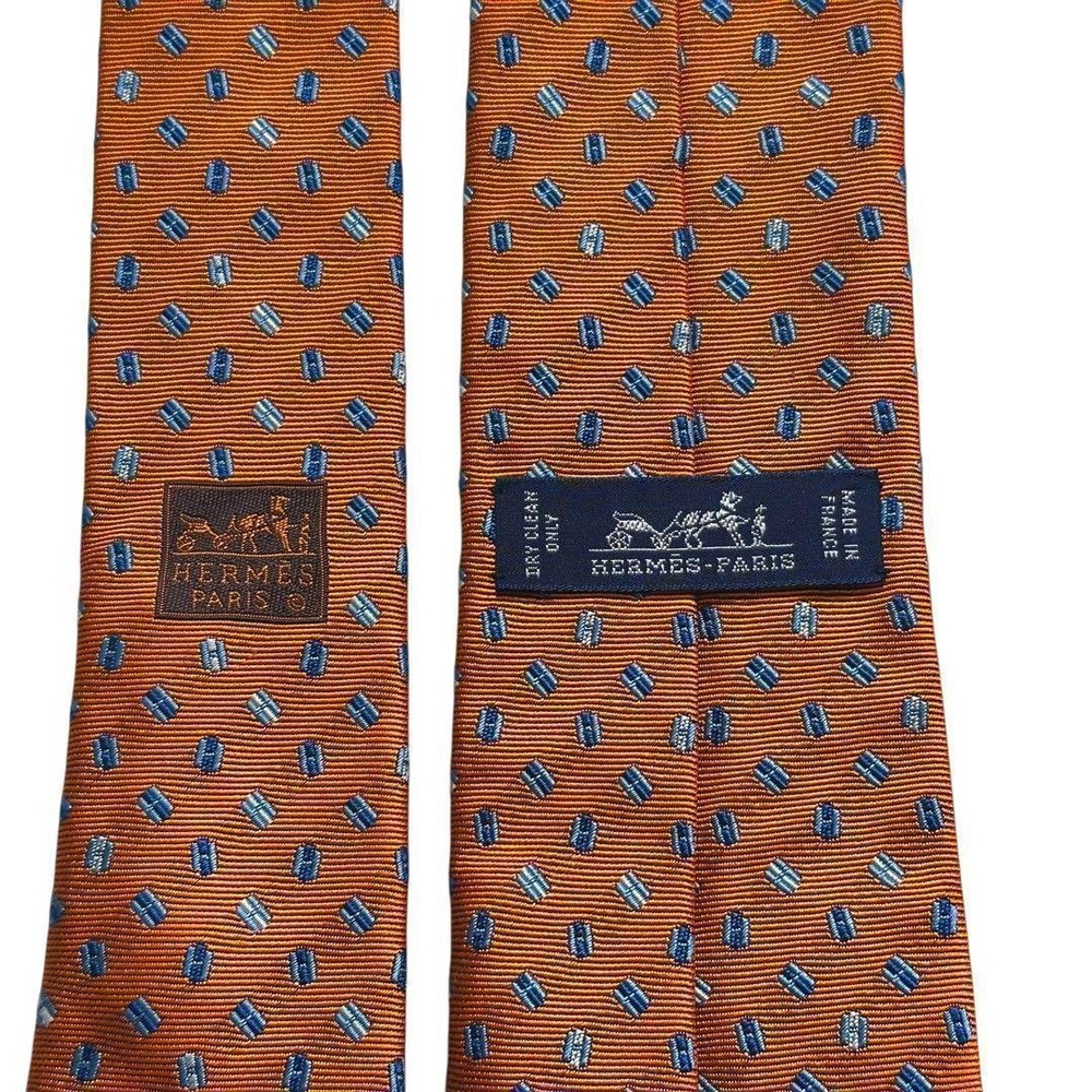 Hermes Silk Tie H Pattern Pegasus Jacquard Luxury Used