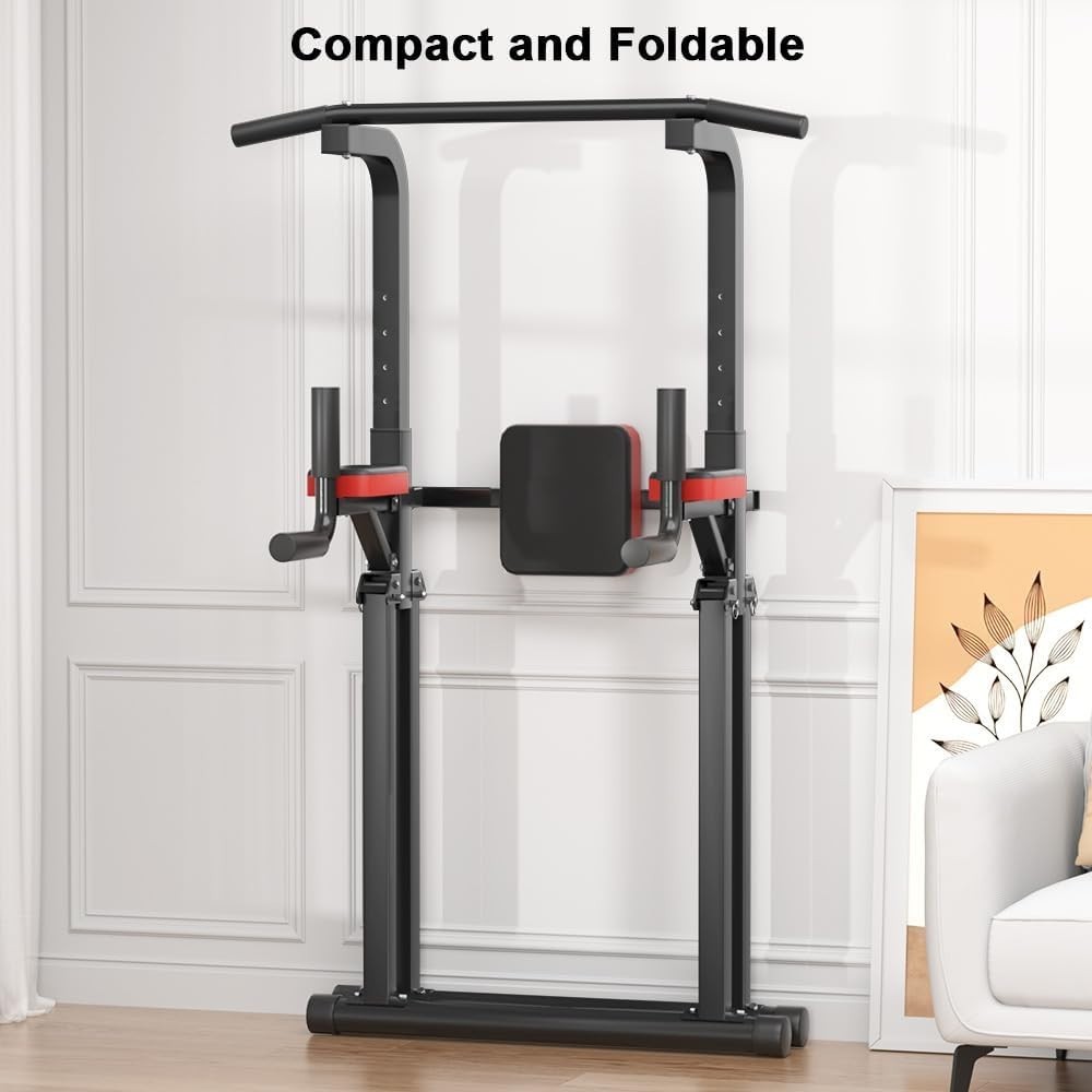 Foldable Power Tower, Adjustable Multifunction Pull up Bar Tower Station, Pullup