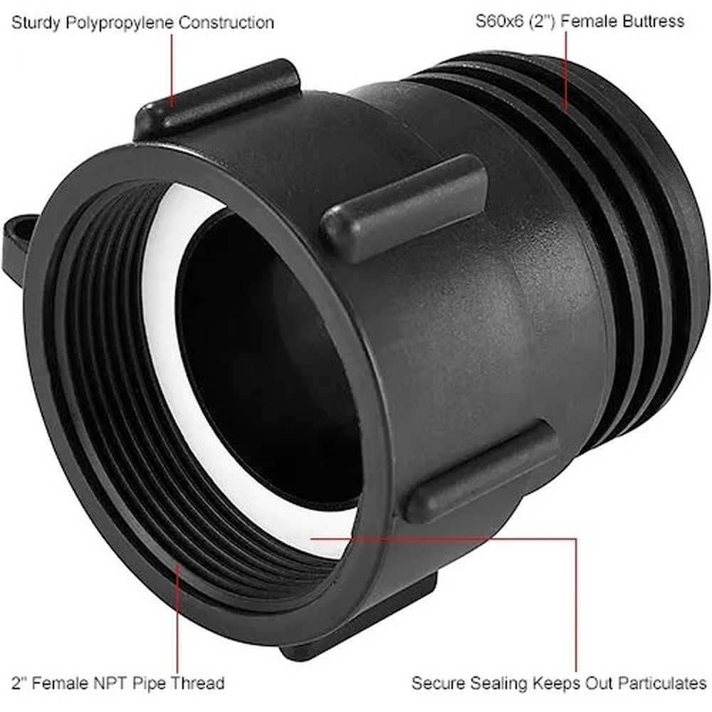 Polypropylene 2" Female NPT Pipe Thread x S60x6 Male Buttress Thread Adapter