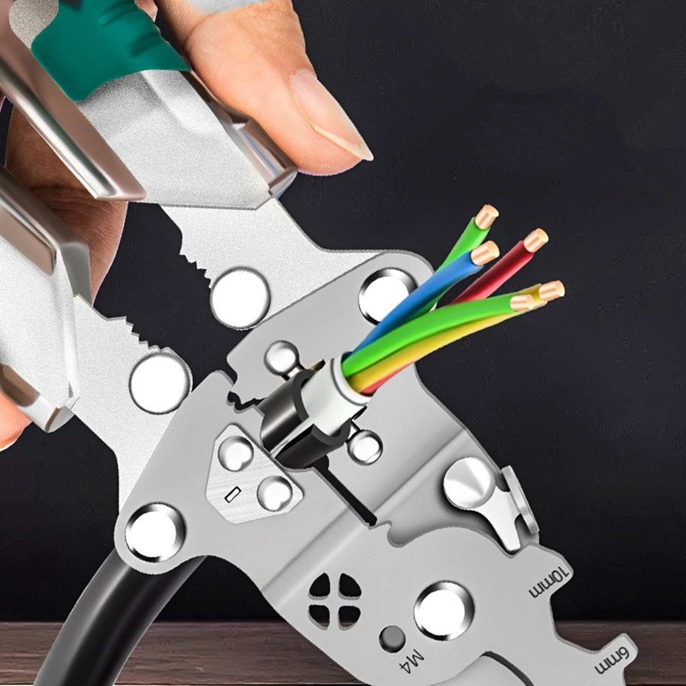 1× Multi-Functional Foldable Wire Stripper Scissor With Electrical Test Tool