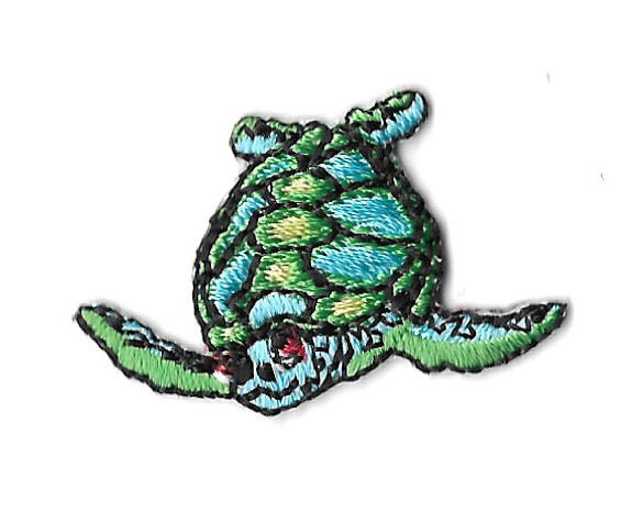 Sea Turtle - Embroidered Iron On Applique Patch - SMALL - LEFT