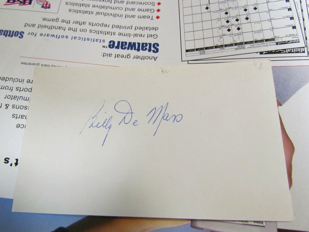 Billy Demeter autographed index card 3