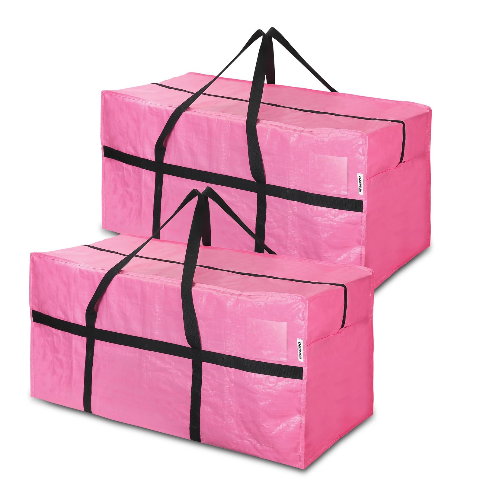 WORKPRO 2-Pack 66 Gallon Extra Large Moving Bags Heavy-Duty with Zippers Handles