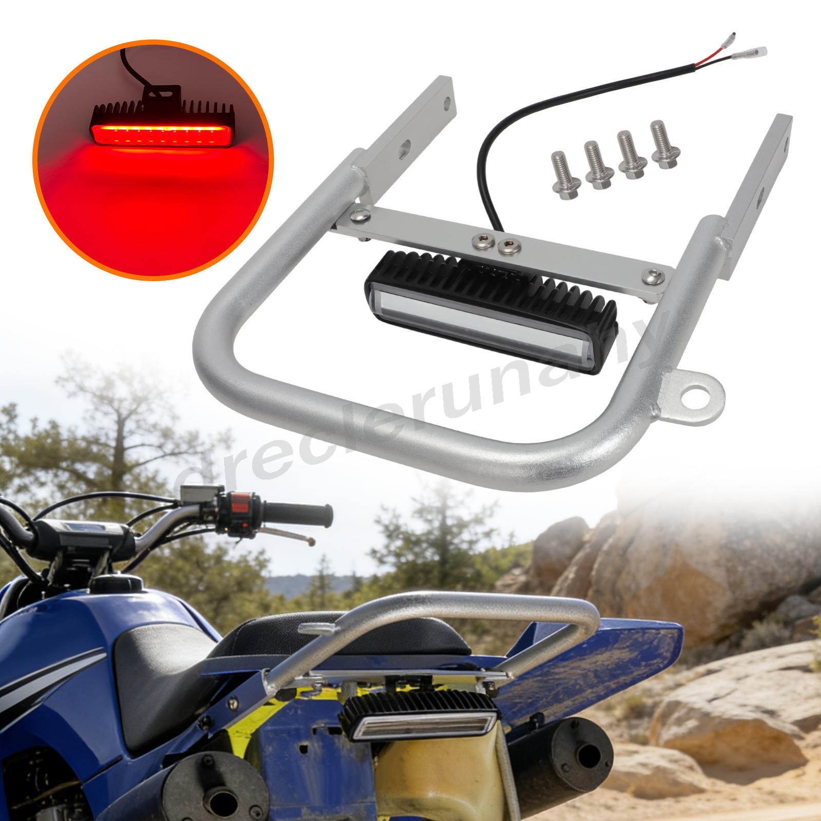 Rear Grab Bar Bumper & LED Tail Light Kit For Yamaha Blaster 200 ATV 1988-2006