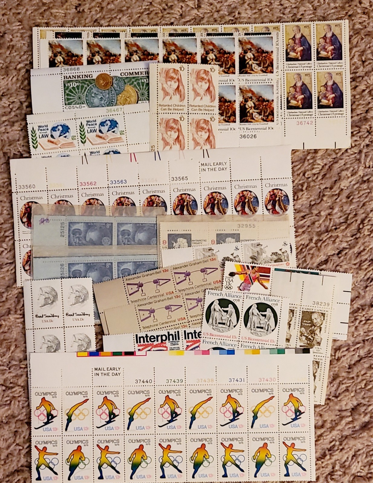 US STAMPS Lot MNH Mixed FV $190, Scott Identified In Binder + Plate Block Sets