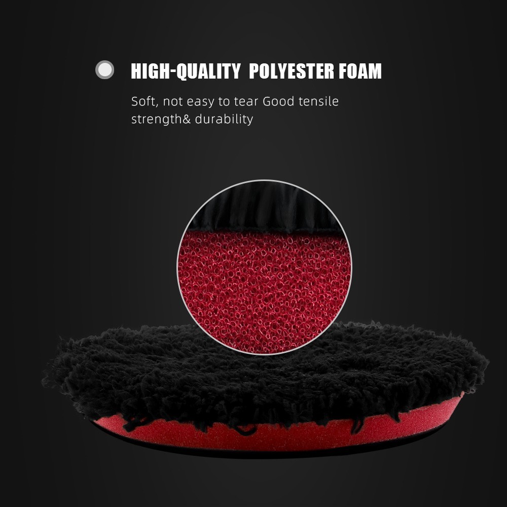 SPTA 1Pc 3/5/6 inch Black Microfiber Hook Loop Polishing Pad for Car Buffer Wax