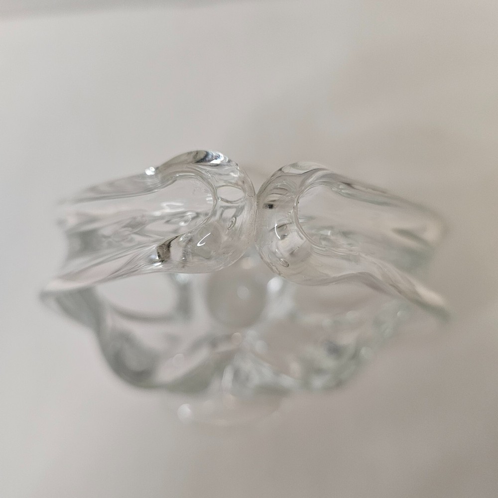 Clear Crystal Basket Split Handled Glass Vase Candy Holder