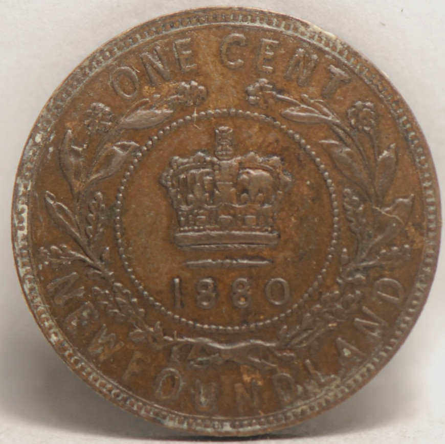 Newfoundland, 1880 Cent, KM1, EF, some soil, 1-5