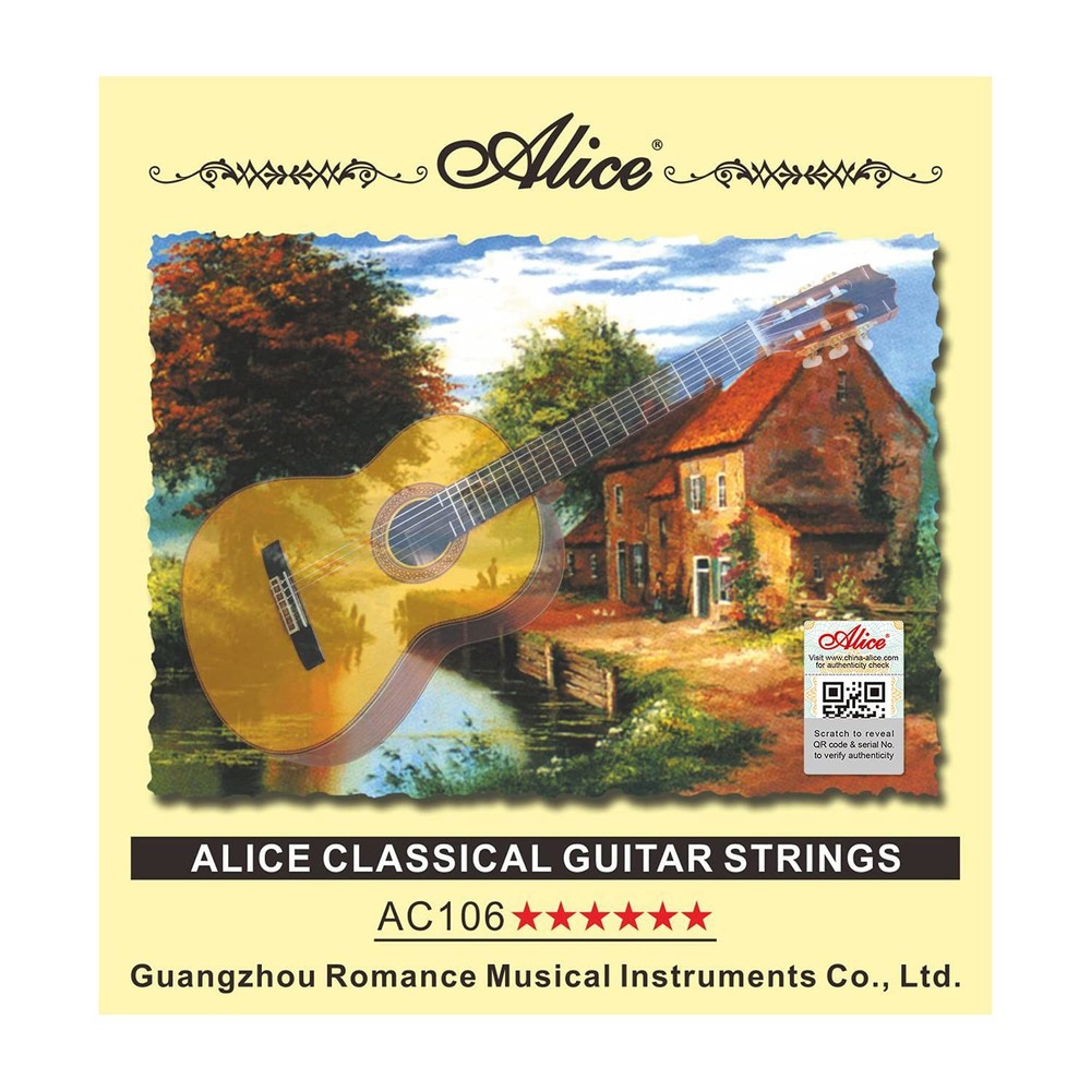 Nylon Classical Guitar Strings, Alice 3 Pack Hard Tension 0285-044, Silver