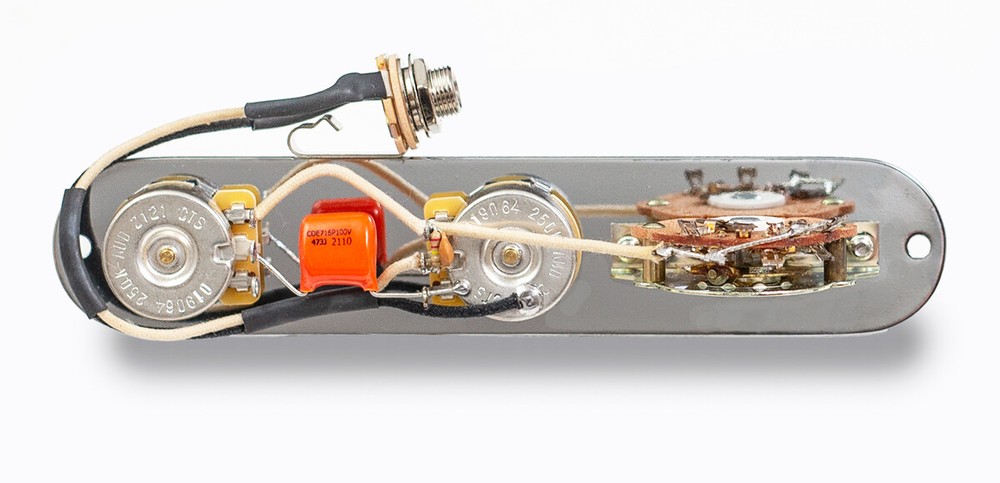 Precision Made Modern Telecaster Wiring Harness Plate and Knobs-Treble Bleed TB