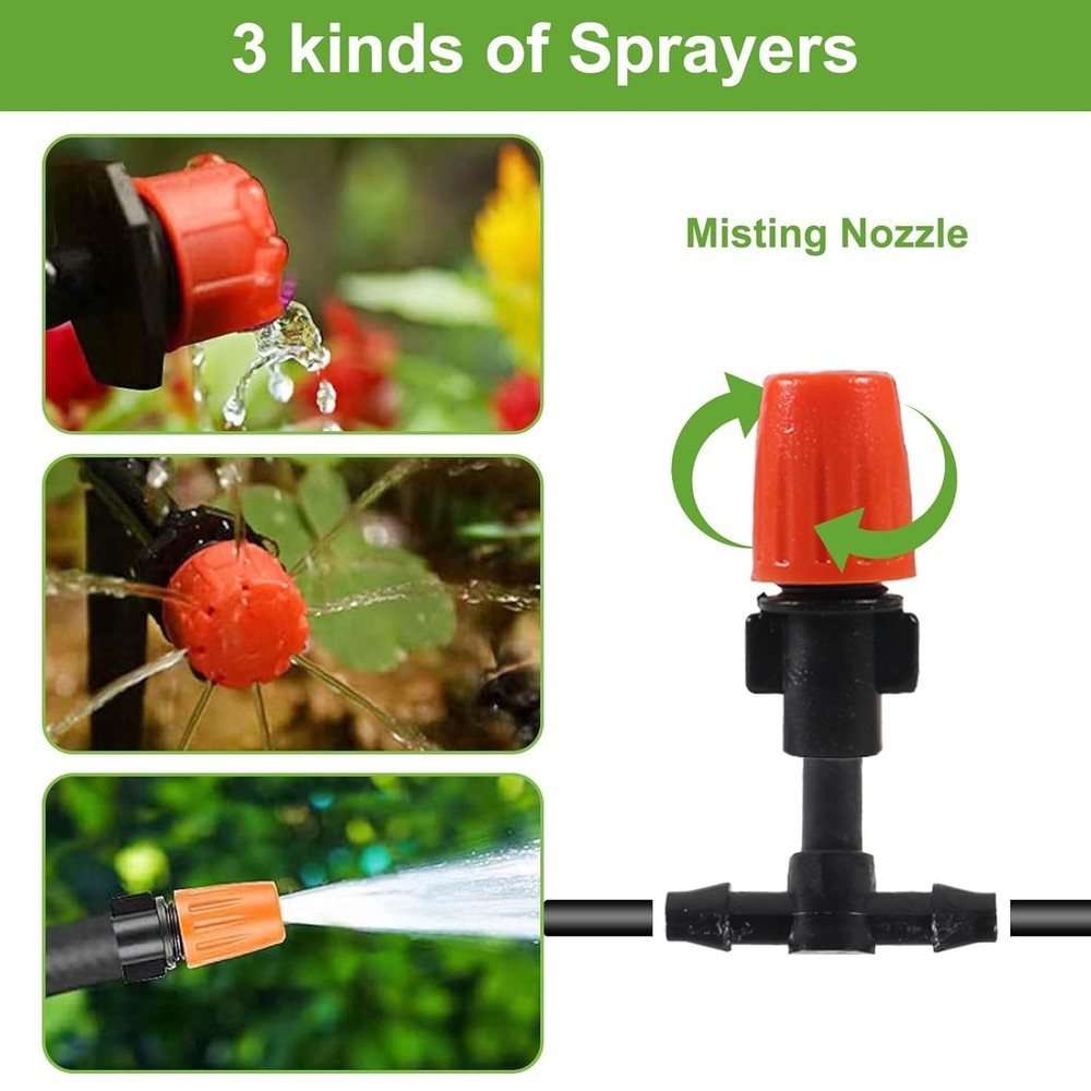 Efficient 98FT Drip Irrigation Kit with Quick Connectors & Water-Saving Design