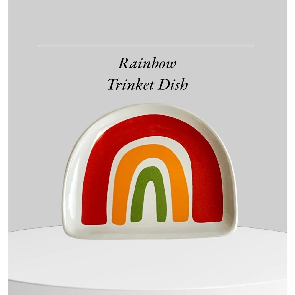Trinket Mini Dish Cute Ceramic Rainbow New