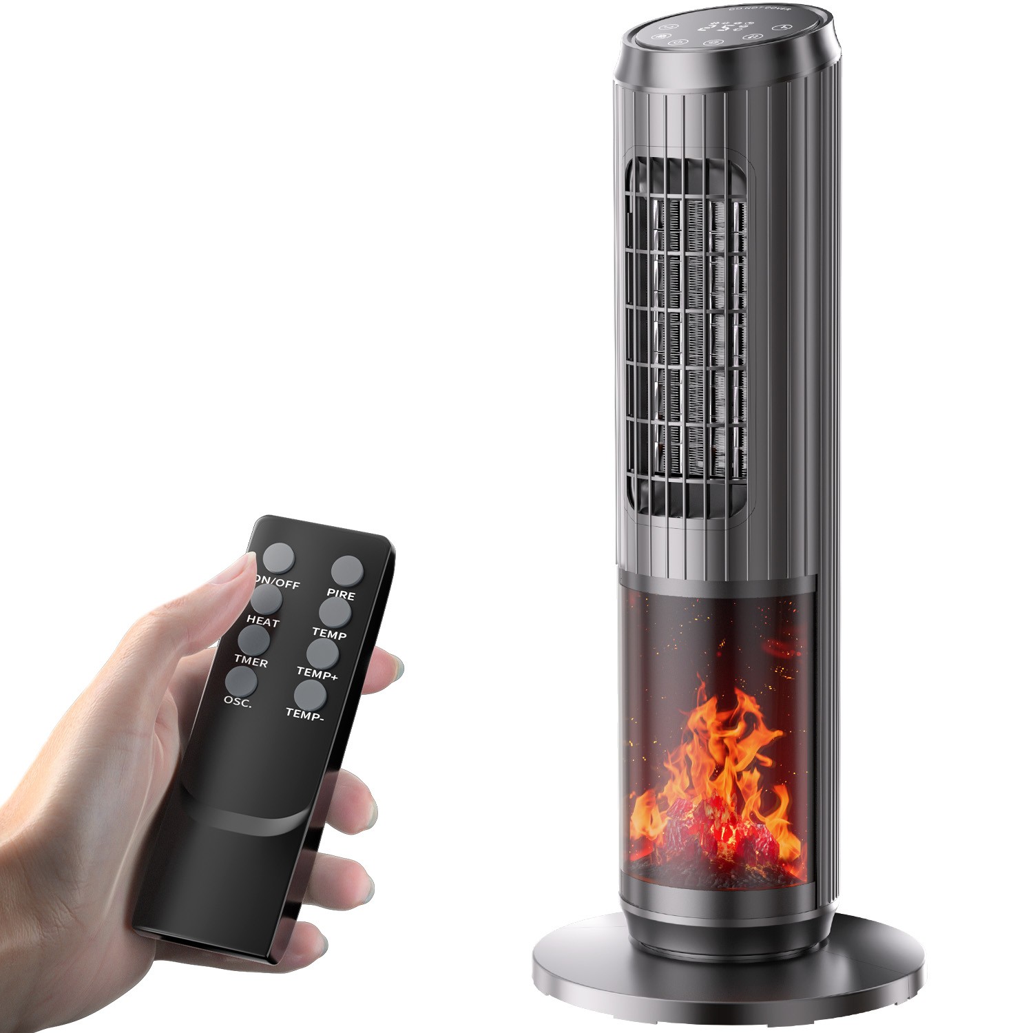 25" Oscillating 1500W Ceramic Tower Space Heater Electric Heater Fan With Remote