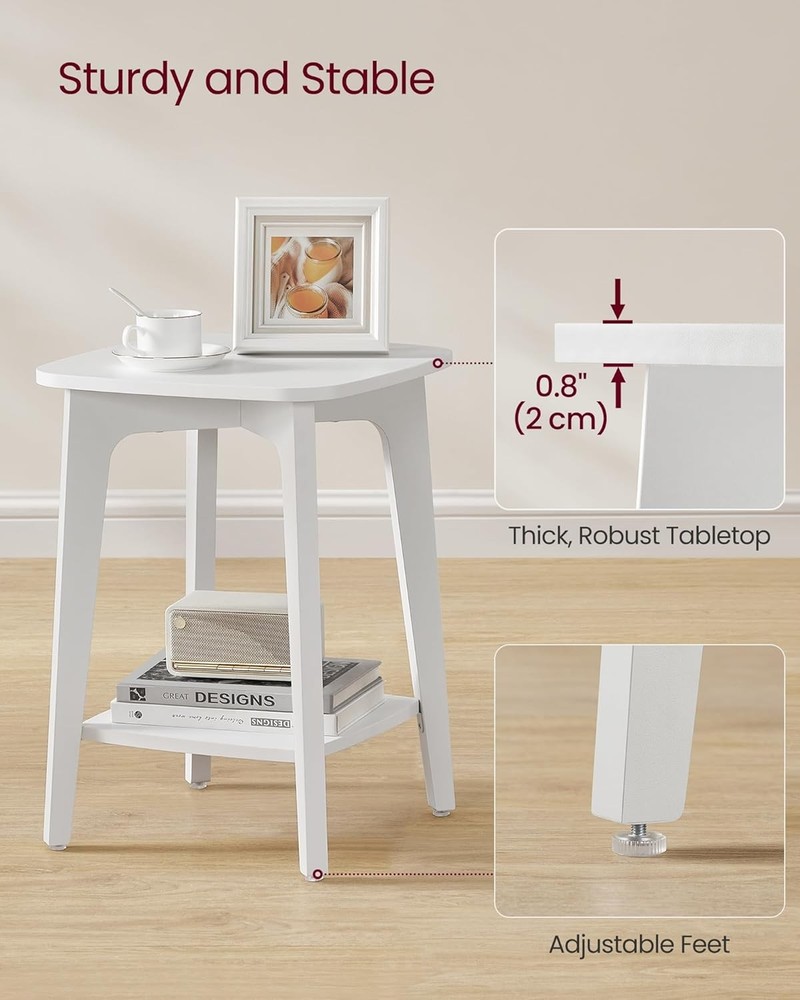 Collection Side Table 2 Tier Small Square Nightstand End Table W/ Tapered New