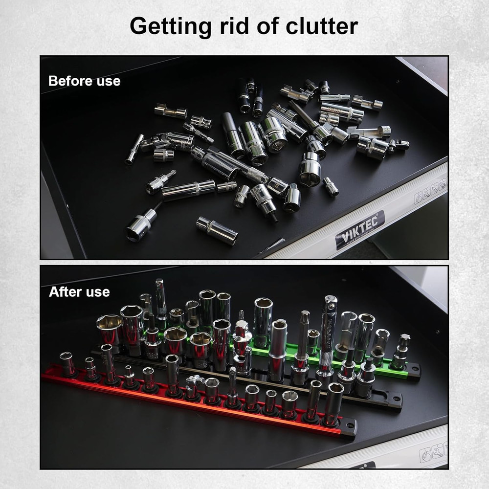 Magnetic Socket Holder Organizer Set:1/2-Inch Drive Socket Trays Socket, 360° Sw