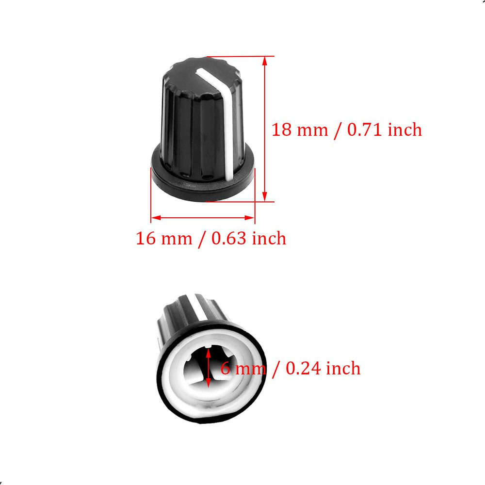 10Pcs 6mm D Type Potentiometer Control Knobs, Plastic Volume Audio Mixer Bass...