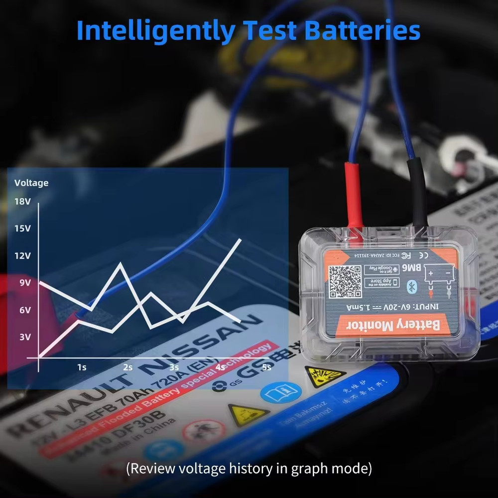 QUICKLYNKS BM6 Car Tester Battery Charging Analyzer For Android iOS APP BT 4.0