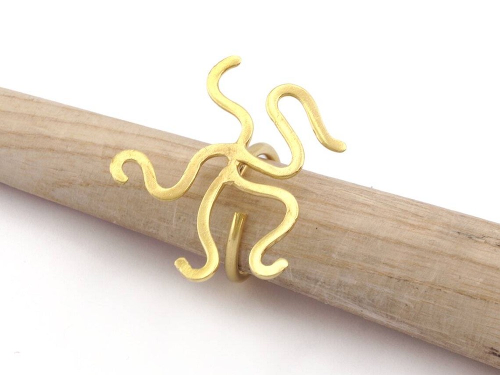 Octopus Stone Tentacle Ring Setting Cabochon Blank Base Adjustable 6-8US 4938