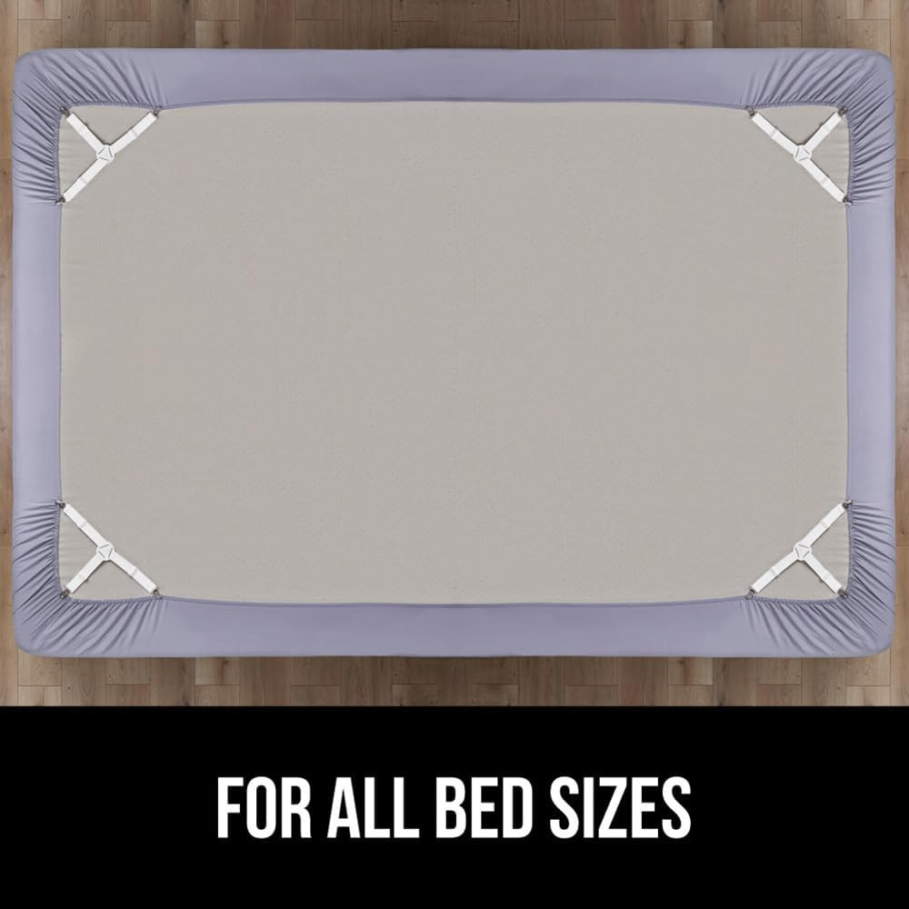 4 Pack Adjustable Bed Sheet Holders Elastic Straps with Metal Clips