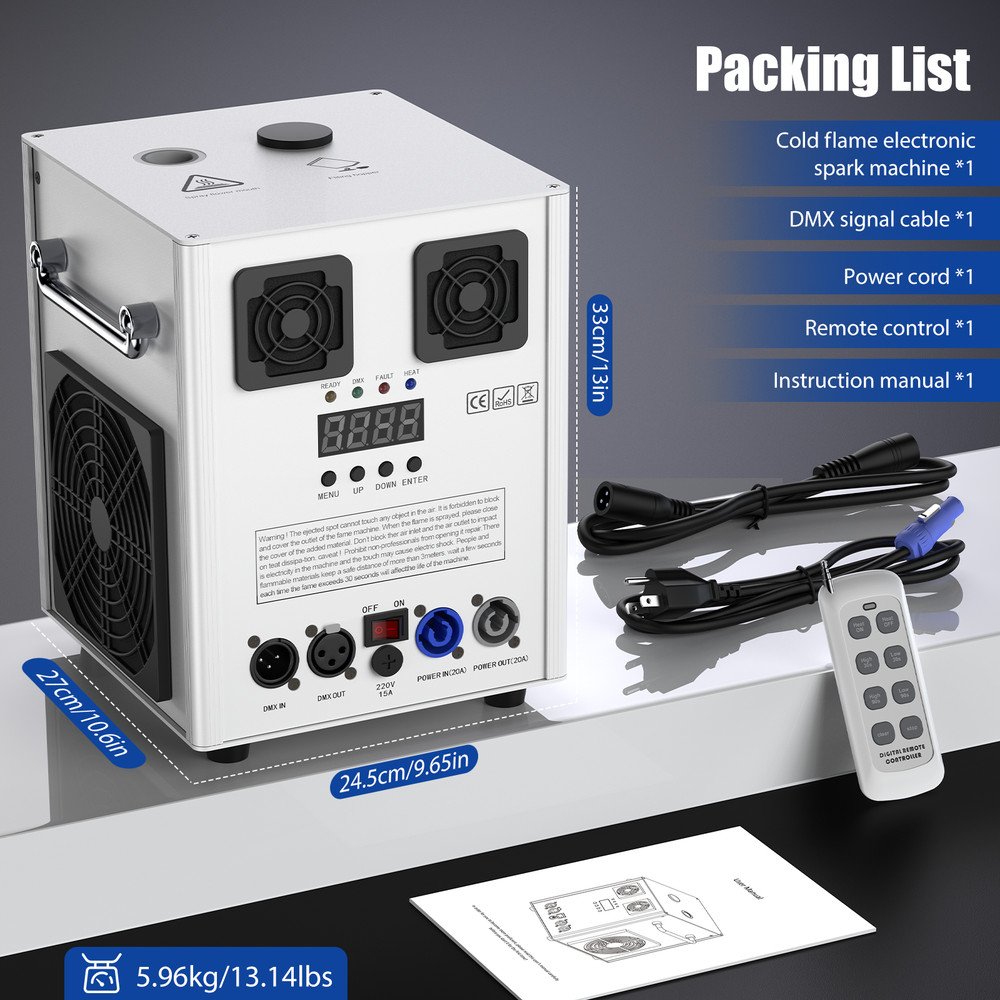 Large Cold Spark Machine 700W DMX Stage Firework Machine 6.6-9.8ft Wedding
