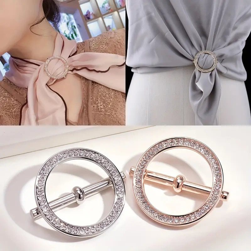 1x Adjustable Buckle Circle Shawls Scarves Multifunction Elegant SILVER