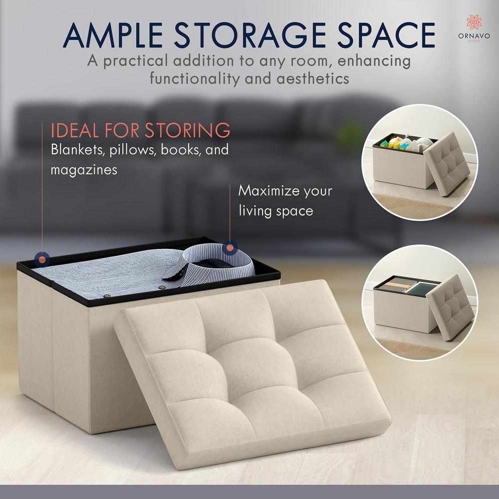 Home Small Storage Ottoman Foldable Collapsible Rectangle Ottoman Foot Rest
