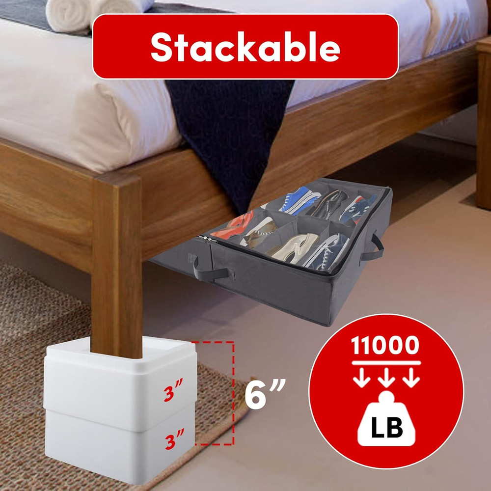 Oversized Bed Risers Heavy Duty Stackable 4 Pack, Furniture Risers for Sofas 3 I