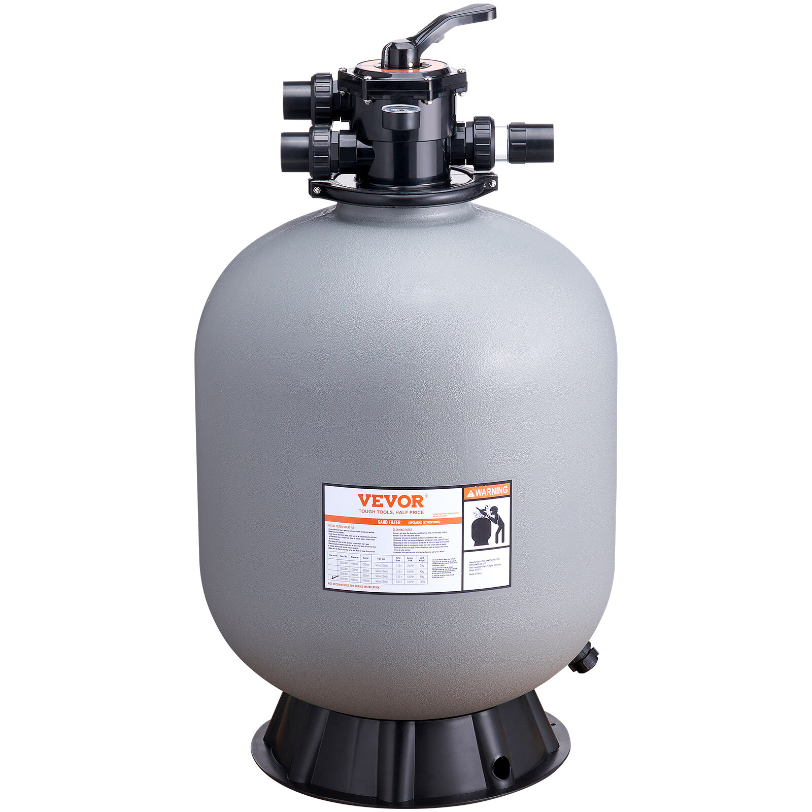 VEVOR Sand Filter 24" Above Inground Swimming Pool Sand Filter with 7-Way Valve