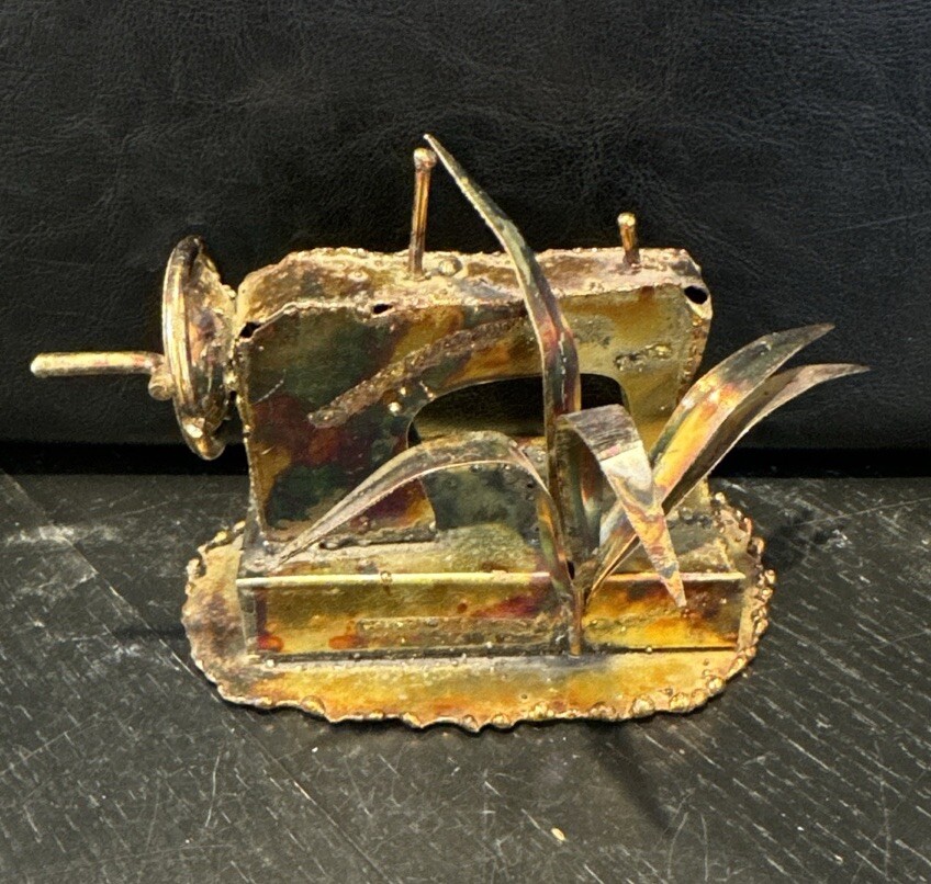 Copper Tin Sculpture Sewing Machine Rustic Brutalist
