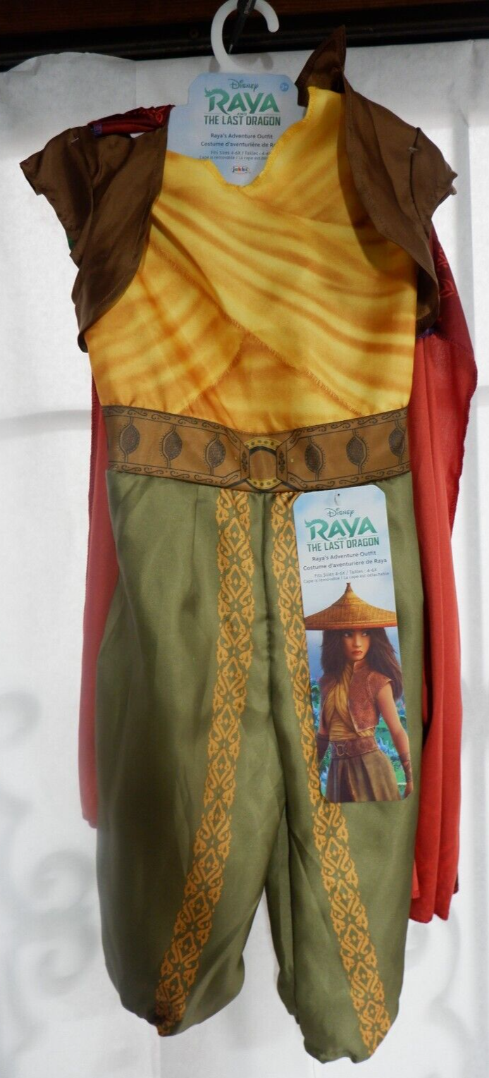 Disney's Raya and the Last Dragon Adventure Outfit Costume w/Cape 4-6X NWT