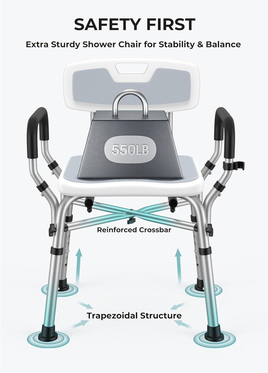 Shower Chair for Elderly and Disabled, 550 lbs Shower Chair for Inside Shower