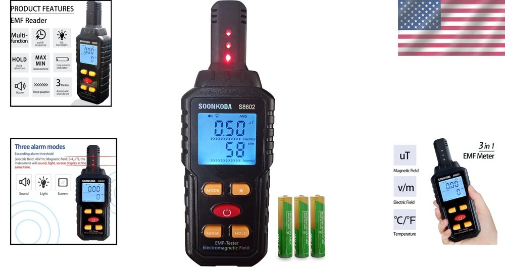 3-in-1 EMF Meter - Electromagnetic Field Tester