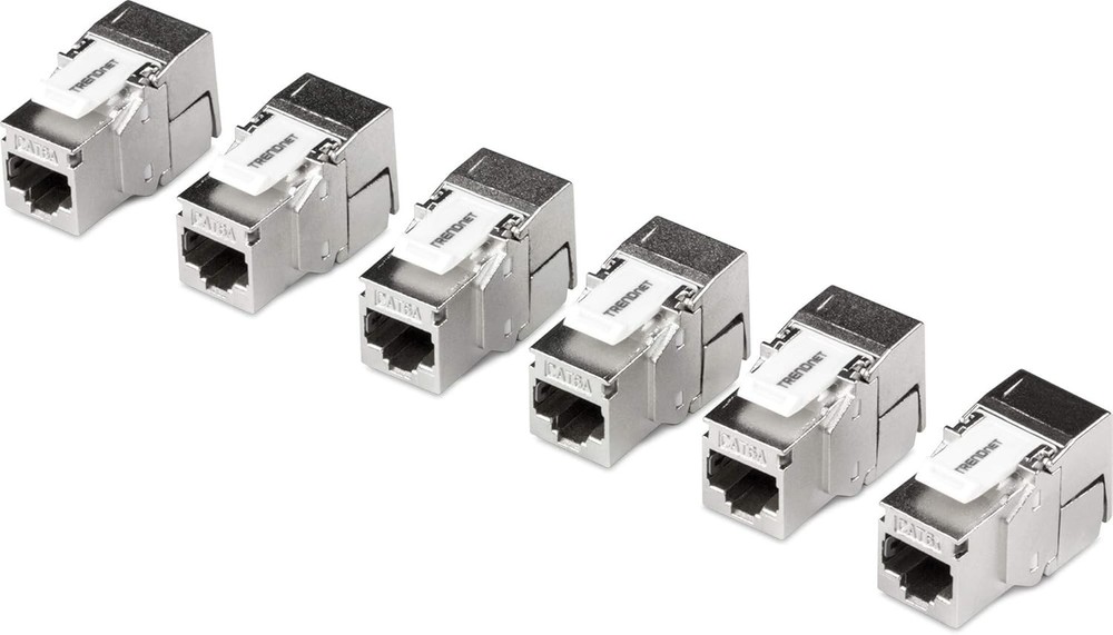 TRENDnet Shielded Cat6A RJ45 Keystone Jack 6-Pack Bundle, Use with Multicolor