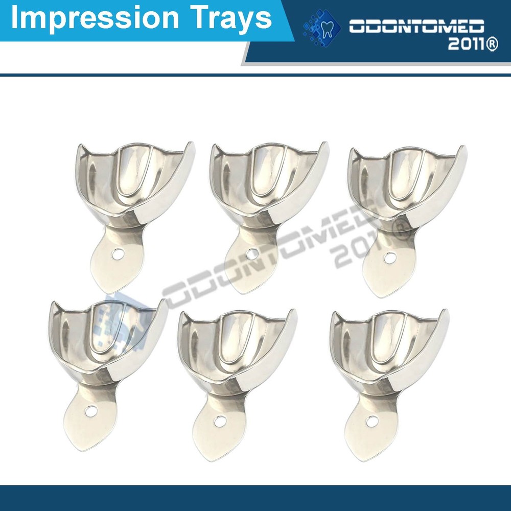 6 Pieces Dental Impression Trays 3 Xl + 3 Large Solid Denture Instruments
