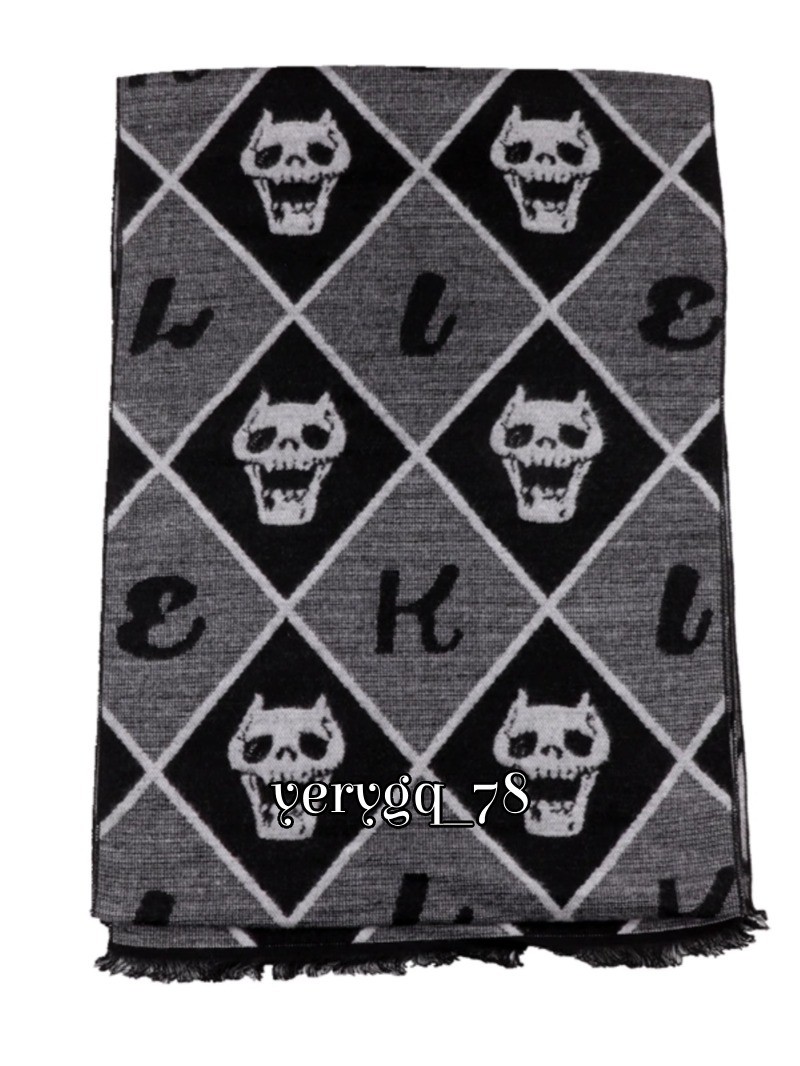 JoJo's Bizarre Adventure Kira Yoshikage Velvet Scarf Black Skull Warm Scarf Gift
