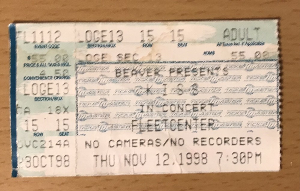 1998 KISS PSYCHO CIRCUS TOUR BOSTON 11/12 CONCERT TICKET STUB DESTROYER 15 15