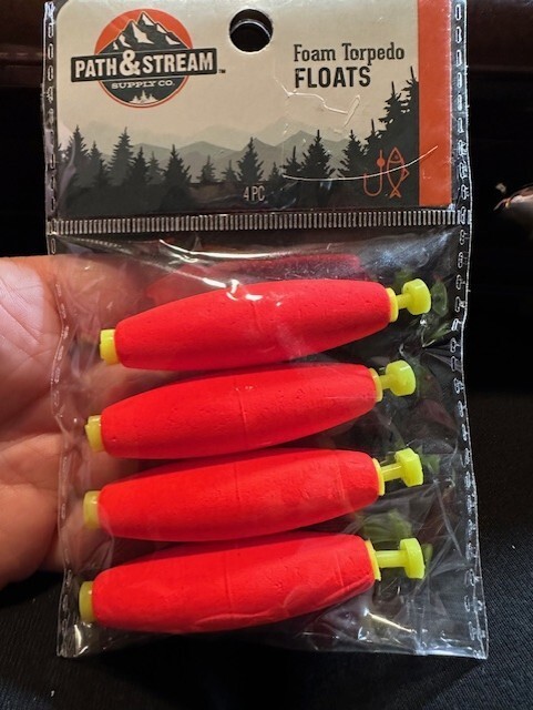 Path & Stream 4pc - 3" TORPEDO Spring Stick FOAM FLOAT Fishing Bobber TX