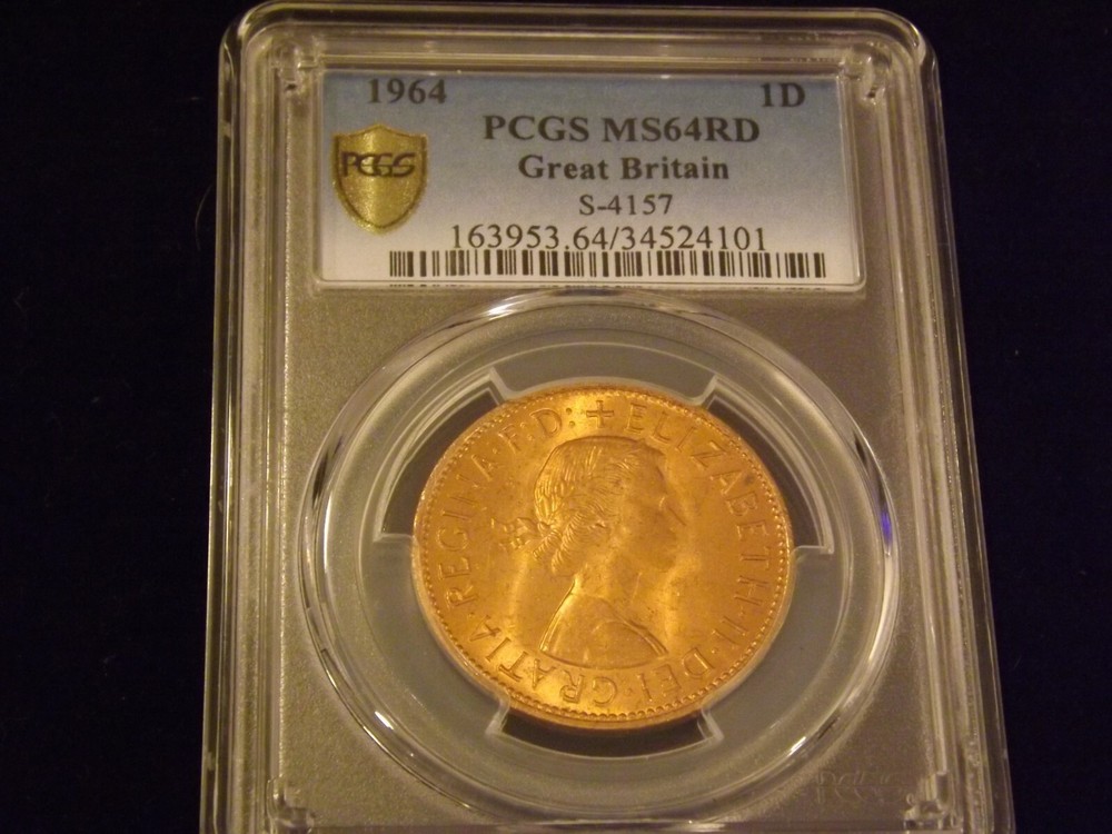 1964  1 D      GREAT BRITAIN      PCGS   MS 64 RD