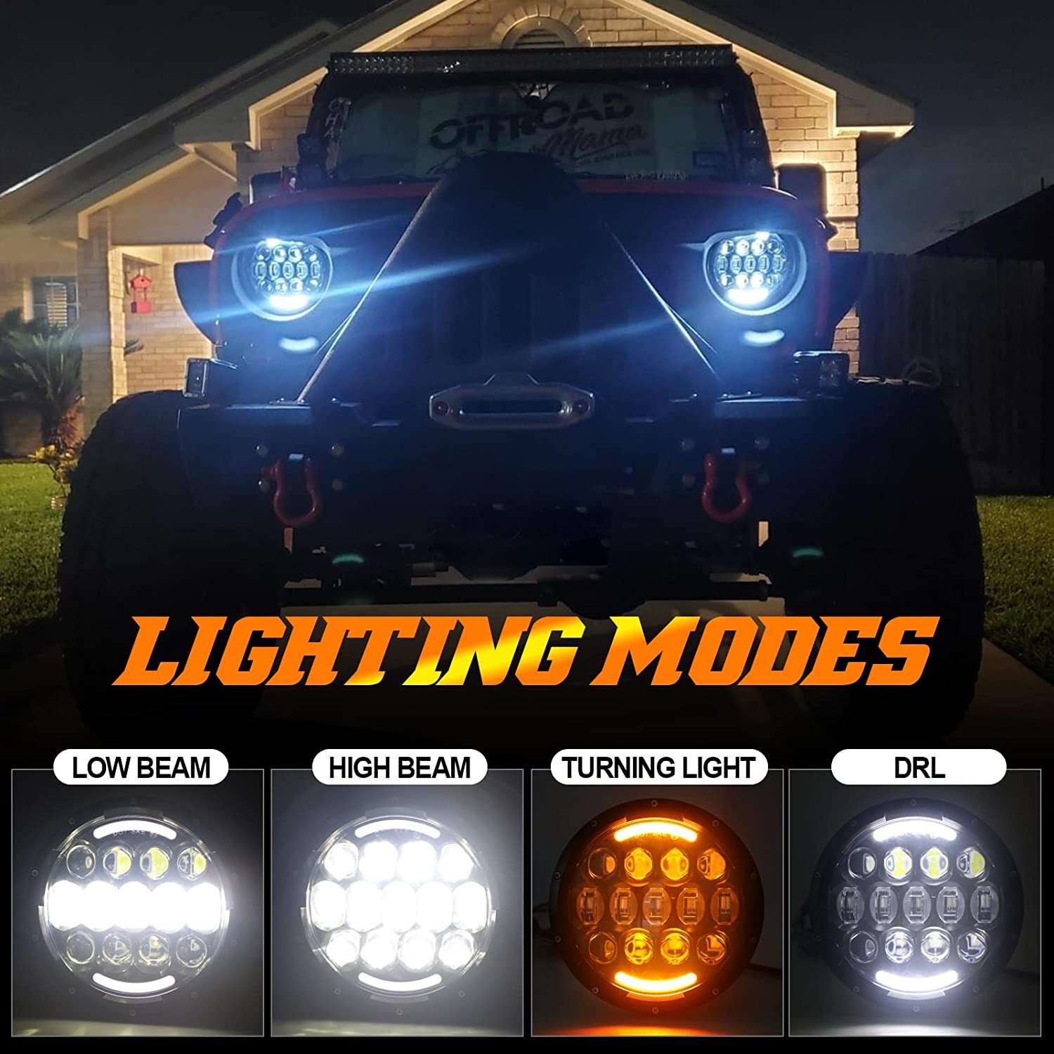 7" inch LED DRL Headlight + Passing Lights For Harley Davidson Touring Road King