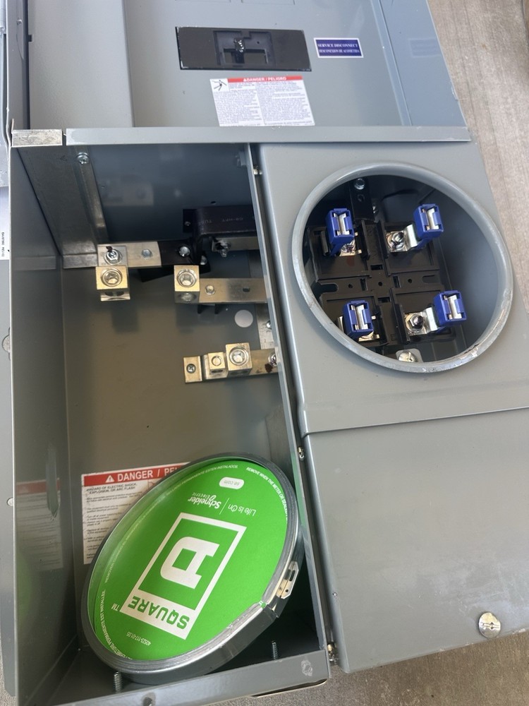 Square D MeterBase Main Breaker & Panel 200A Meter mains, Homeline, CSED, (g)