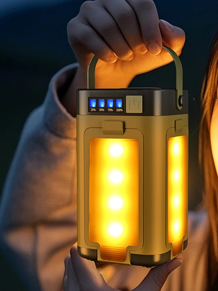 Solar Camping Lantern Foldable Camping Light Waterproof Rechargeable Lantern LED